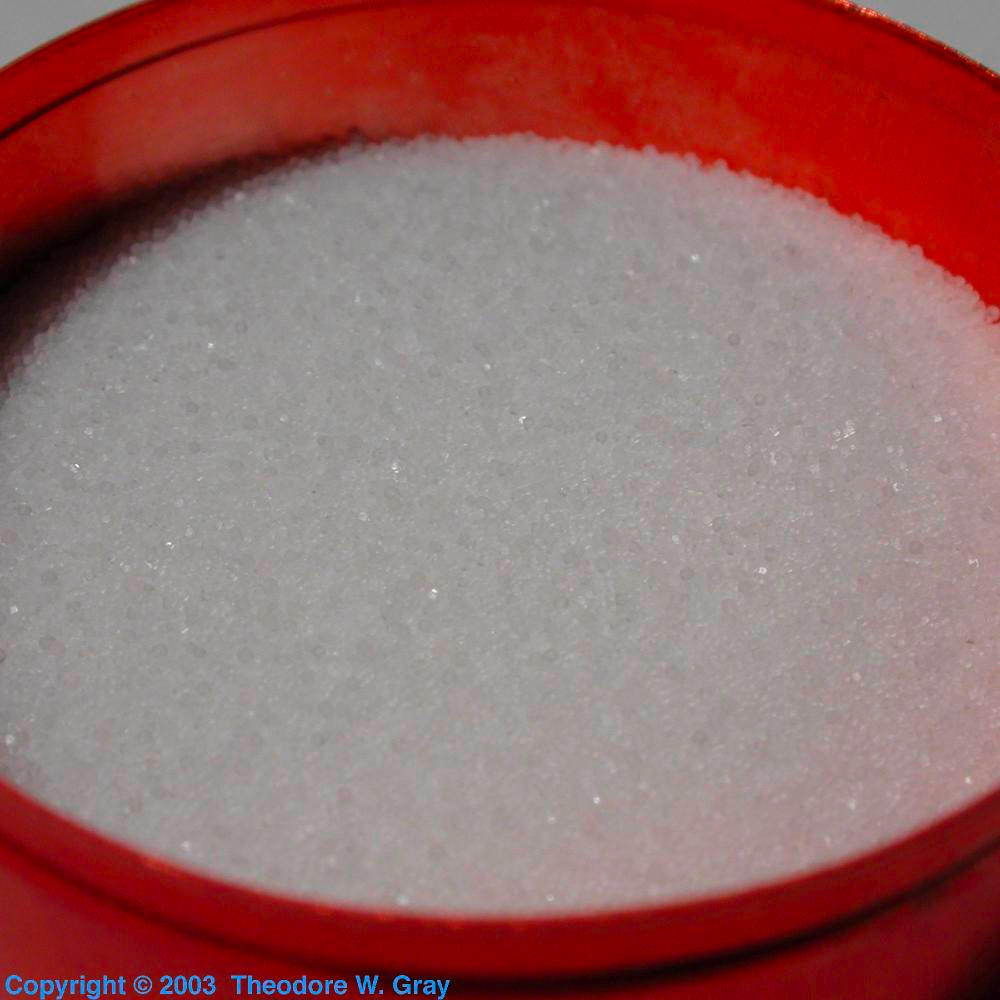 Table salt NaCl, a sample of the element Chlorine in the Periodic Table