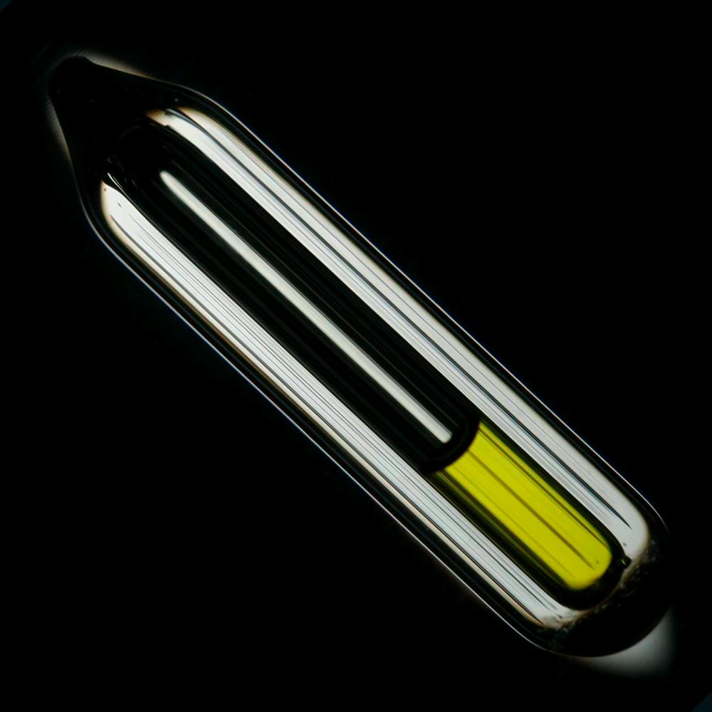 Pressurized ampule, a sample of the element Chlorine in the Periodic Table
