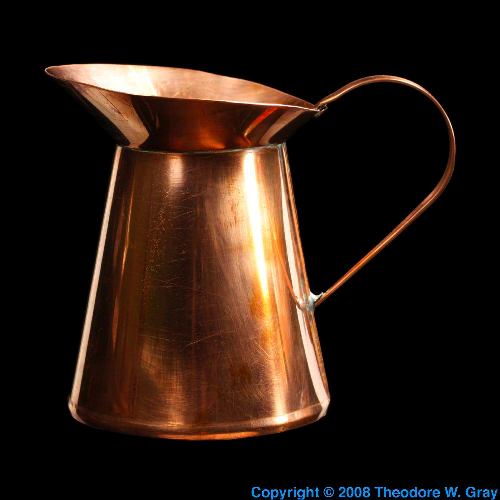 Copper pitcher, a sample of the element Copper in the Periodic Table