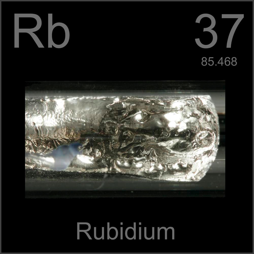 Ampule, a sample of the element Rubidium in the Periodic Table