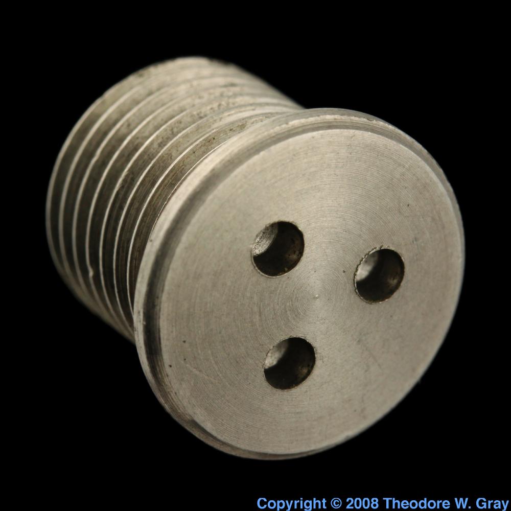 Tungsten/zirconium alloy screw plug, a sample of the element Zirconium