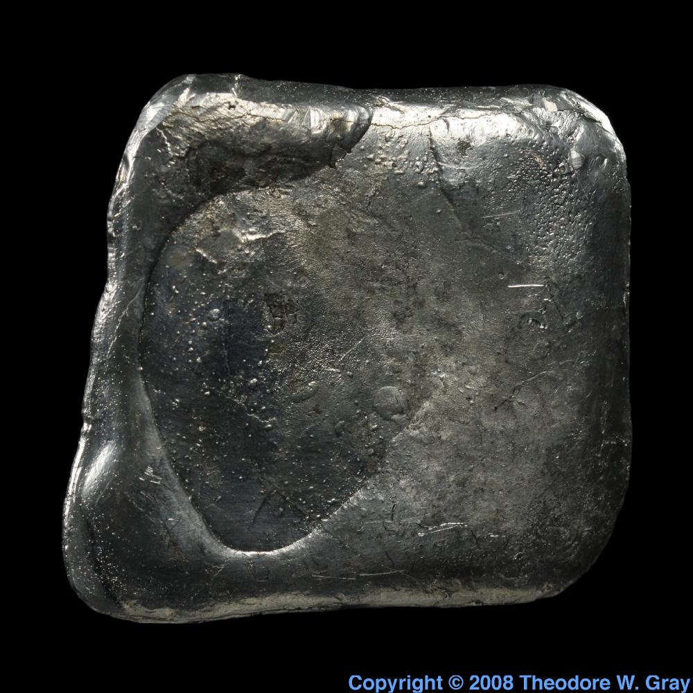 Tin copy of iridium slab, a sample of the element Tin in the Periodic Table