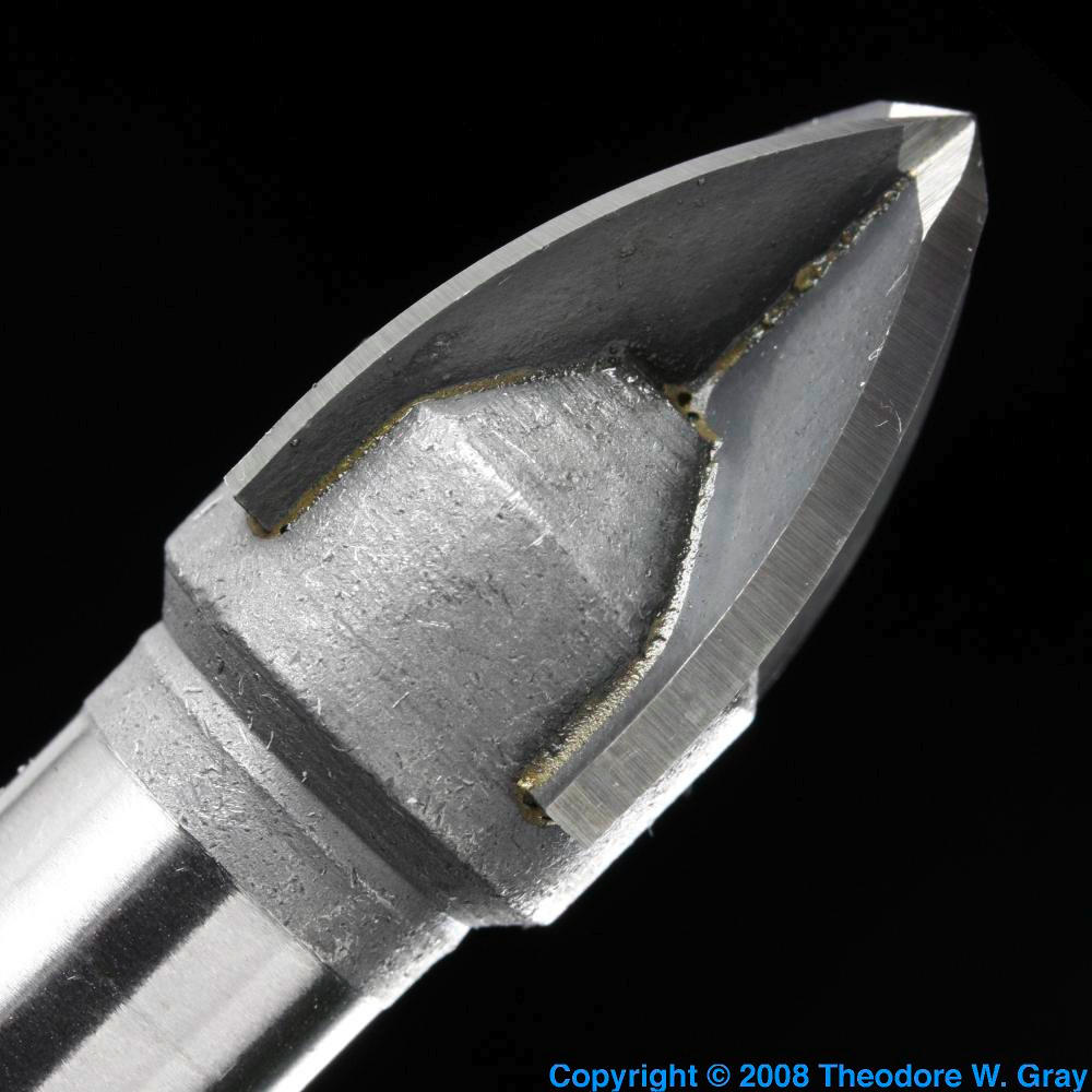 Unusual tungsten carbide drill bit, a sample of the element Tungsten in
