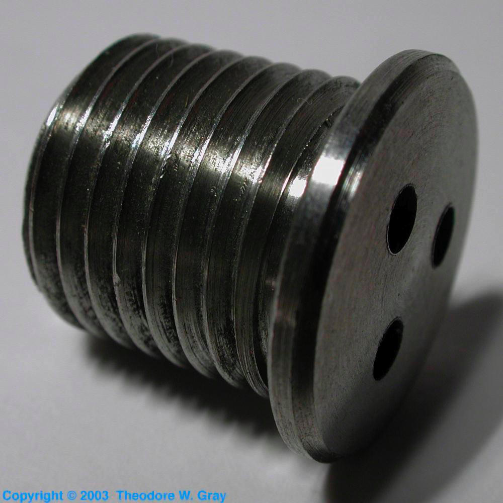 Tungsten/zirconium alloy screw plug, a sample of the element Tungsten