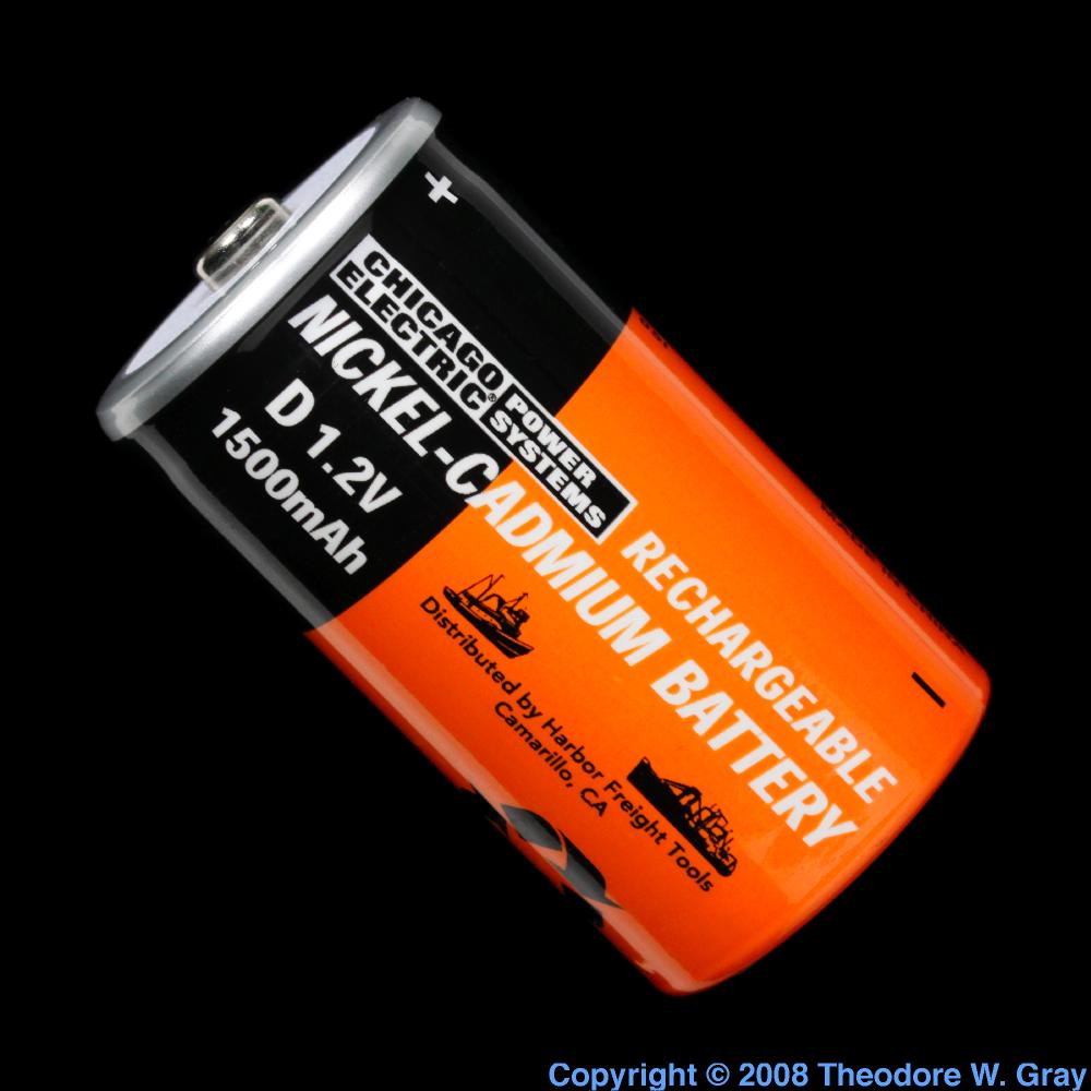 NiCad battery, a sample of the element Cadmium in the Periodic Table